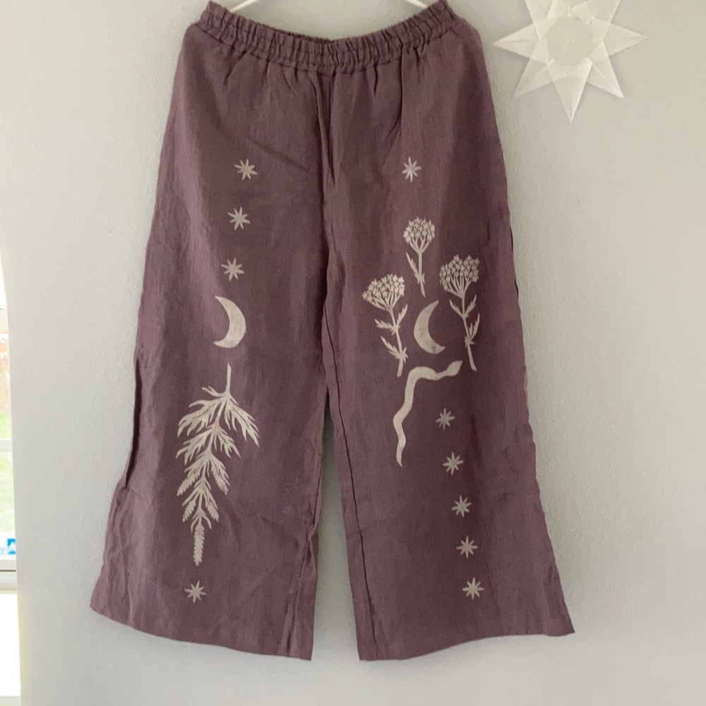 Brand new sister nettle block print mugwort linen